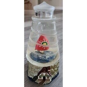 Mr Christmas Lighthouse Boat Snow Globe Music Works No Box Vintage